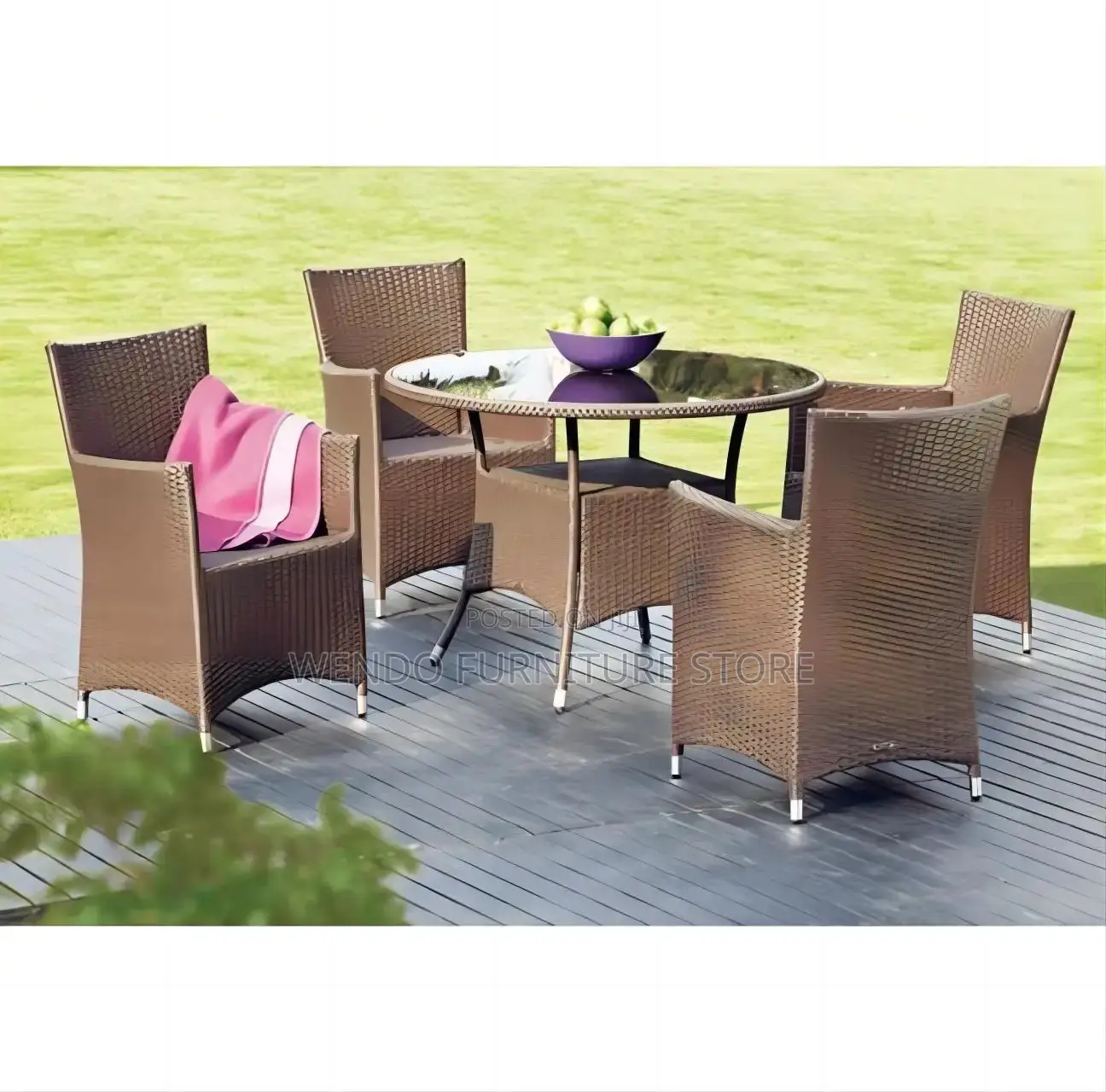 Dining Set; Four Seaters Rattan Berkelry Outdoor Set
