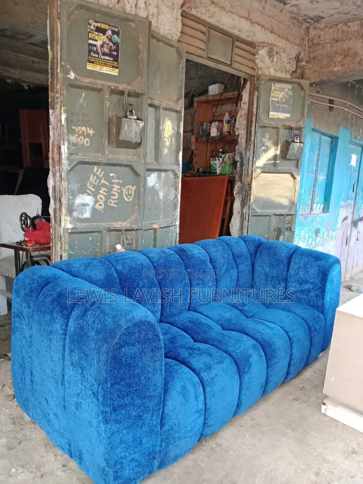 Luxurious Blue 3 Seater Sofa