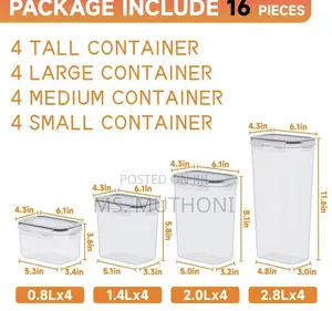 16pcs Bpa Free Food/Pantry Storage Containers*