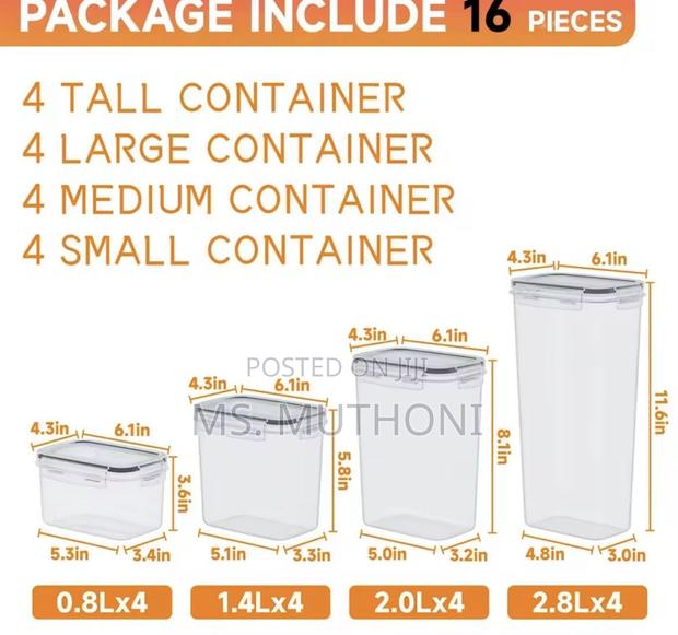 16pcs Bpa Free Food/Pantry Storage Containers* - thumbnail 2
