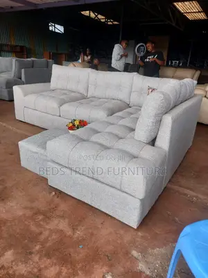 Modern Tufted 6 Seater Grey Sofa.