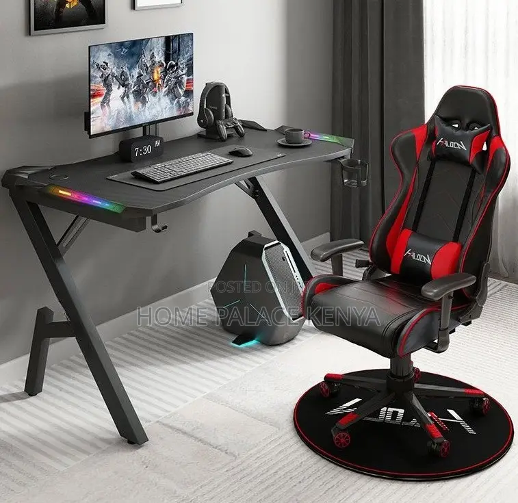 Gaming Set: Modern Led RGB Gaming Desk and Chair Set
