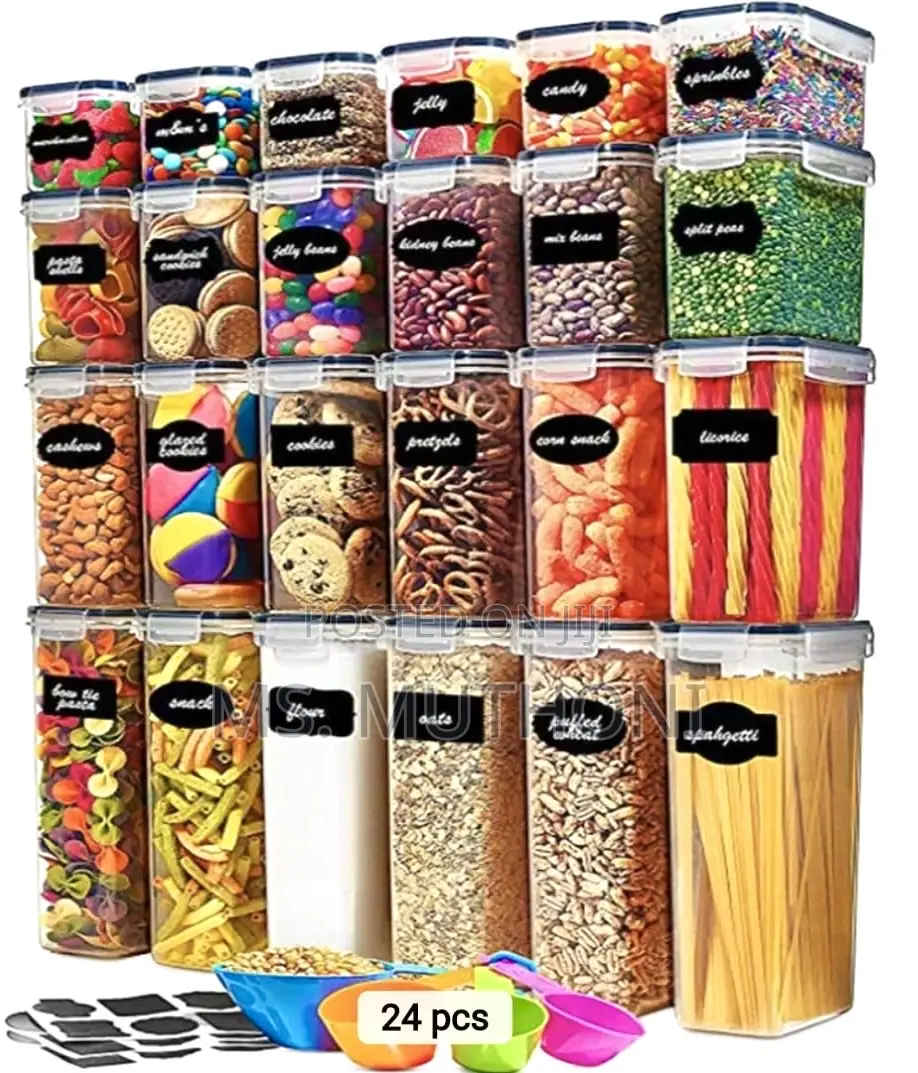 Pantry Organizer 24pcs Bpa Free Airtight Plastic Containers