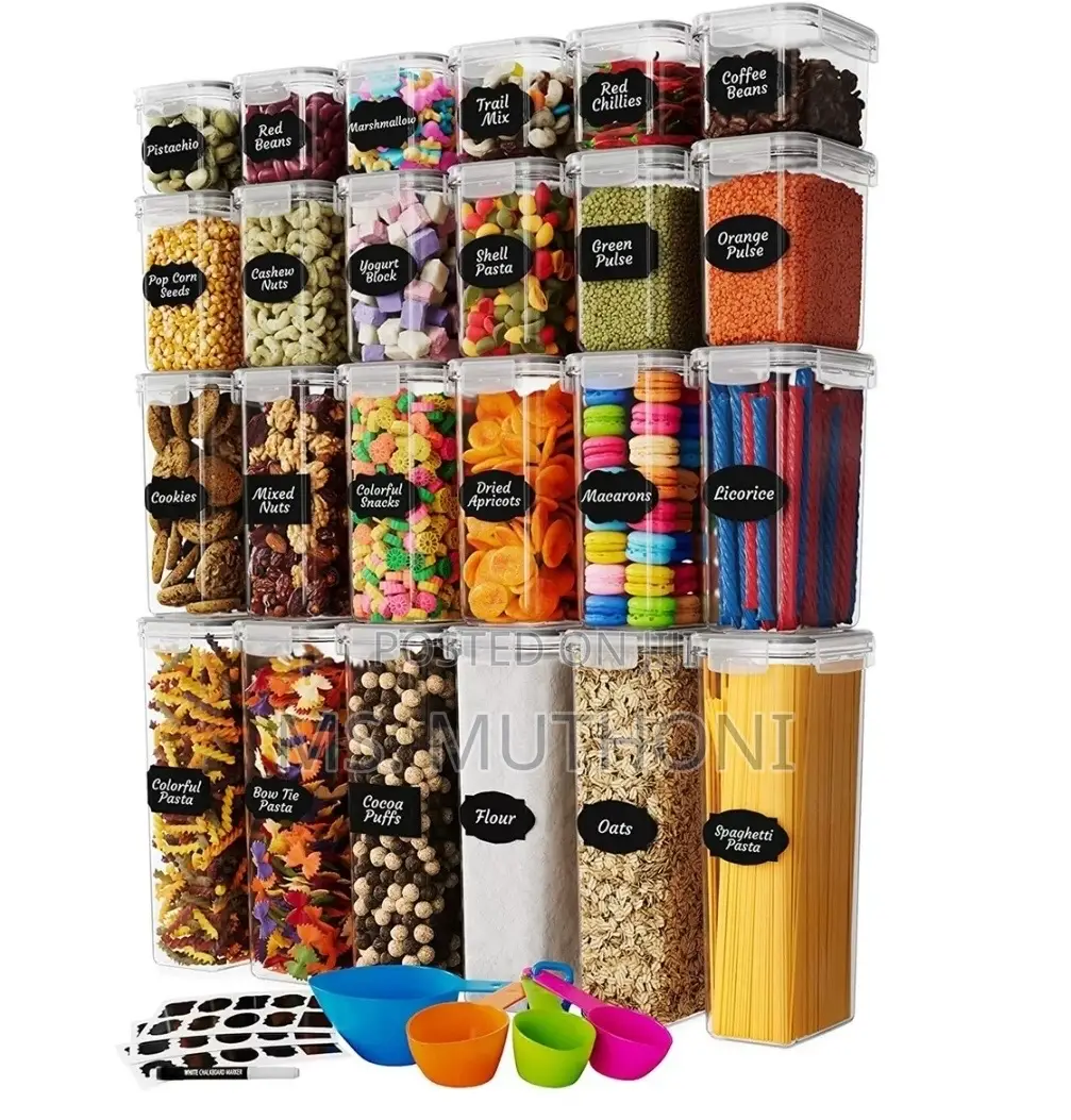 Pantry Organizer 24pcs Bpa Free Airtight Plastic Containers