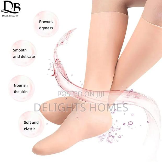1pair Silicone Moisturizing Gloves Socks_cu - thumbnail 3