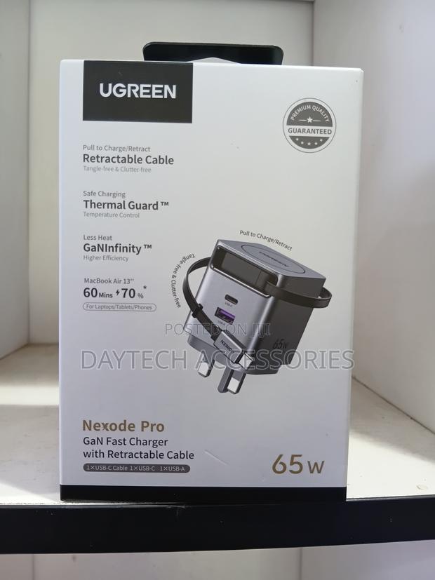 Ugreen Nexode Pro 65w Gan Fast Charger With a Usb-C Cable.