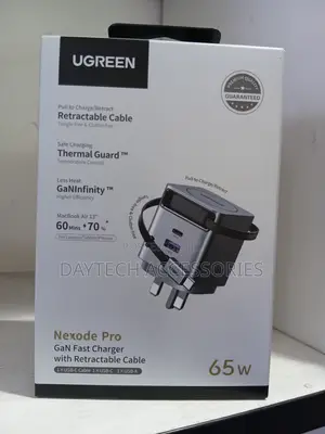Ugreen Nexode Pro 65w Gan Fast Charger With a Usb-C Cable.