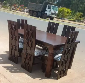 6 Seater Elegant Dark Wooden Dining Table.