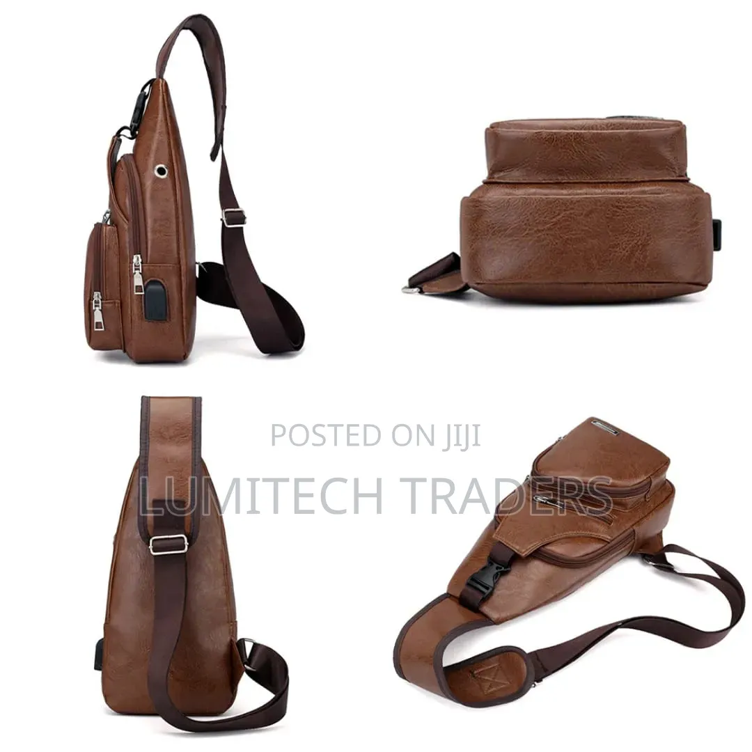 Pure Leather Men Chest Bag