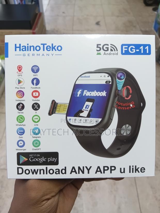This Is a Hainoteko Fg-11 5g Android Smart Watch With a Black Strap. - thumbnail 2
