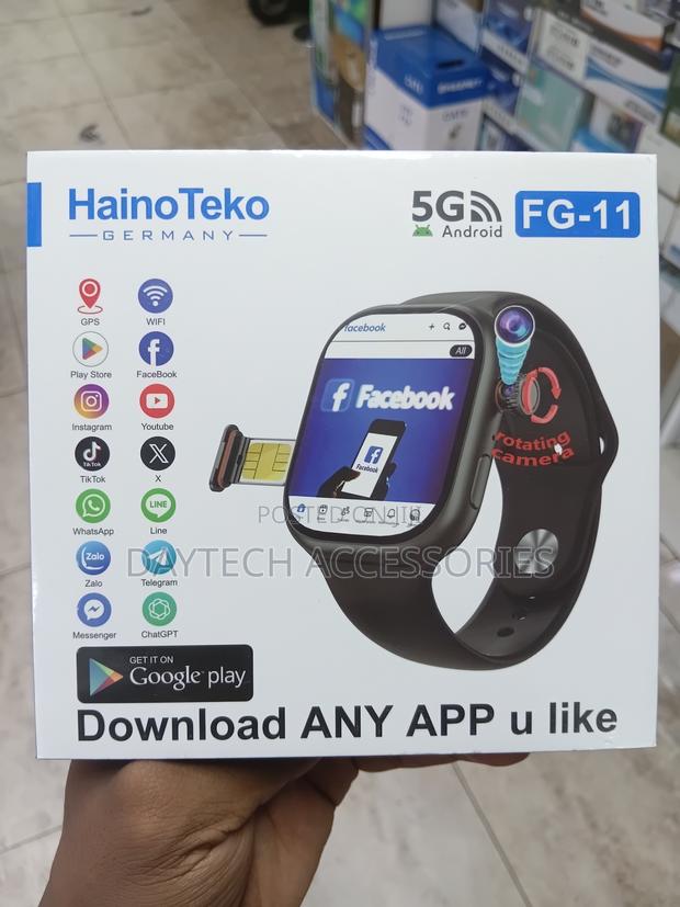 This Is a Hainoteko Fg-11 5g Android Smart Watch With a Black Strap. - thumbnail 3