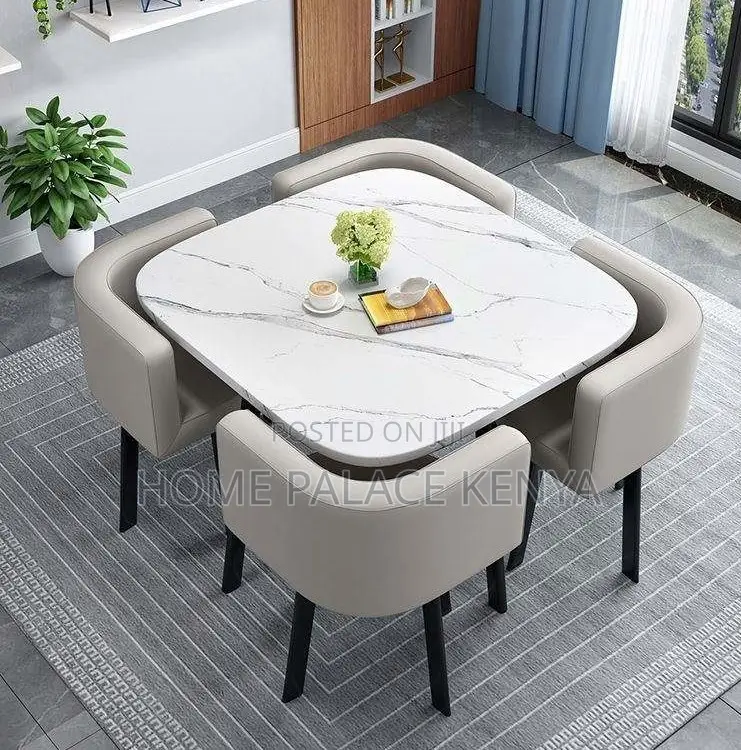Dining Set: Nordic Luxury 4-Seater Dining Table Set With Chairs