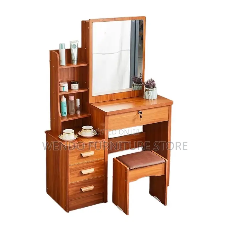 Dressers; Solid Wood Brown Make Up Bedroom Vanity Set