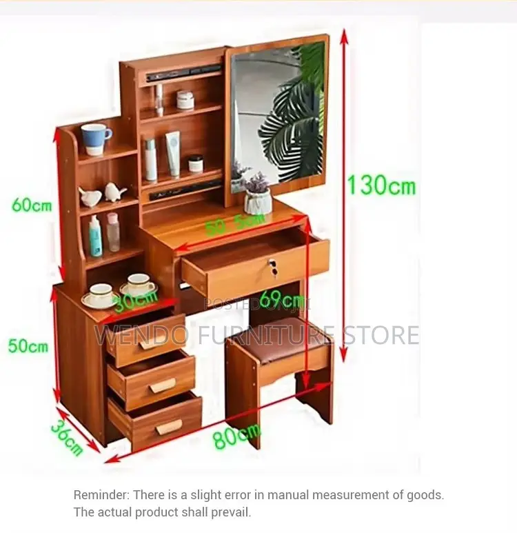 Dressers; Solid Wood Brown Make Up Bedroom Vanity Set