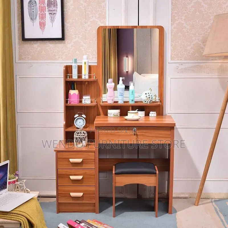 Dressers; Solid Wood Brown Make Up Bedroom Vanity Set