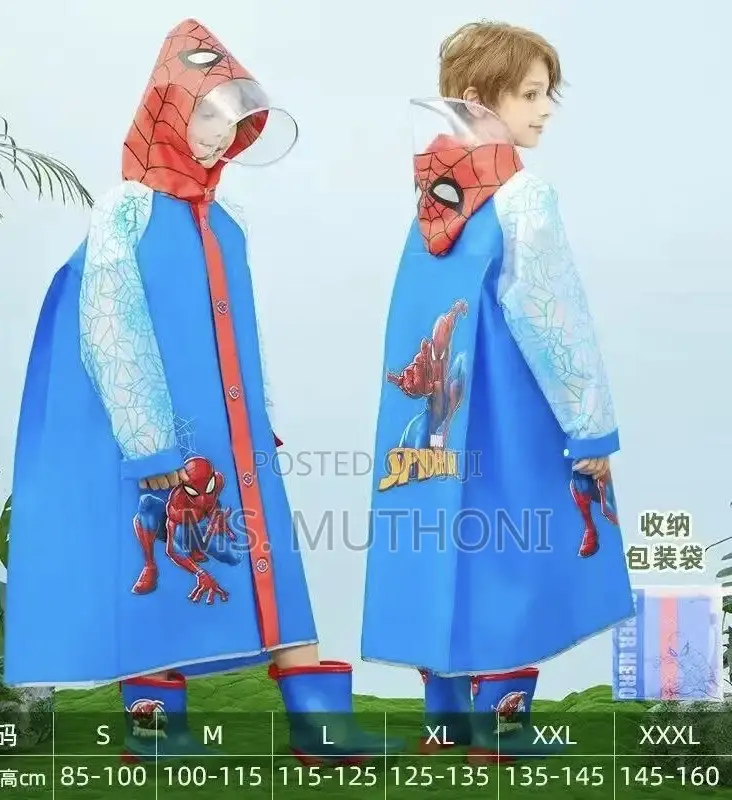 Kids' Disney Themed Poncho Raincoat With an Expandable Backpack Space