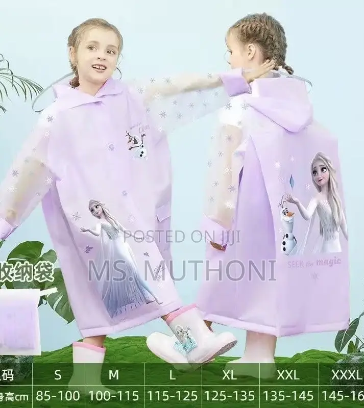 Kids' Disney Themed Poncho Raincoat With an Expandable Backpack Space