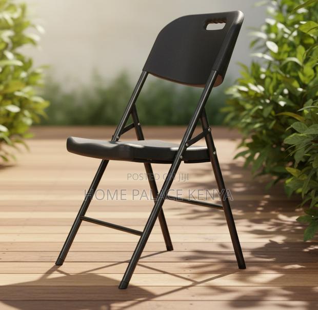 Foldable Chair; Blow Molded Folding Plastic Chair With Metal Frame
