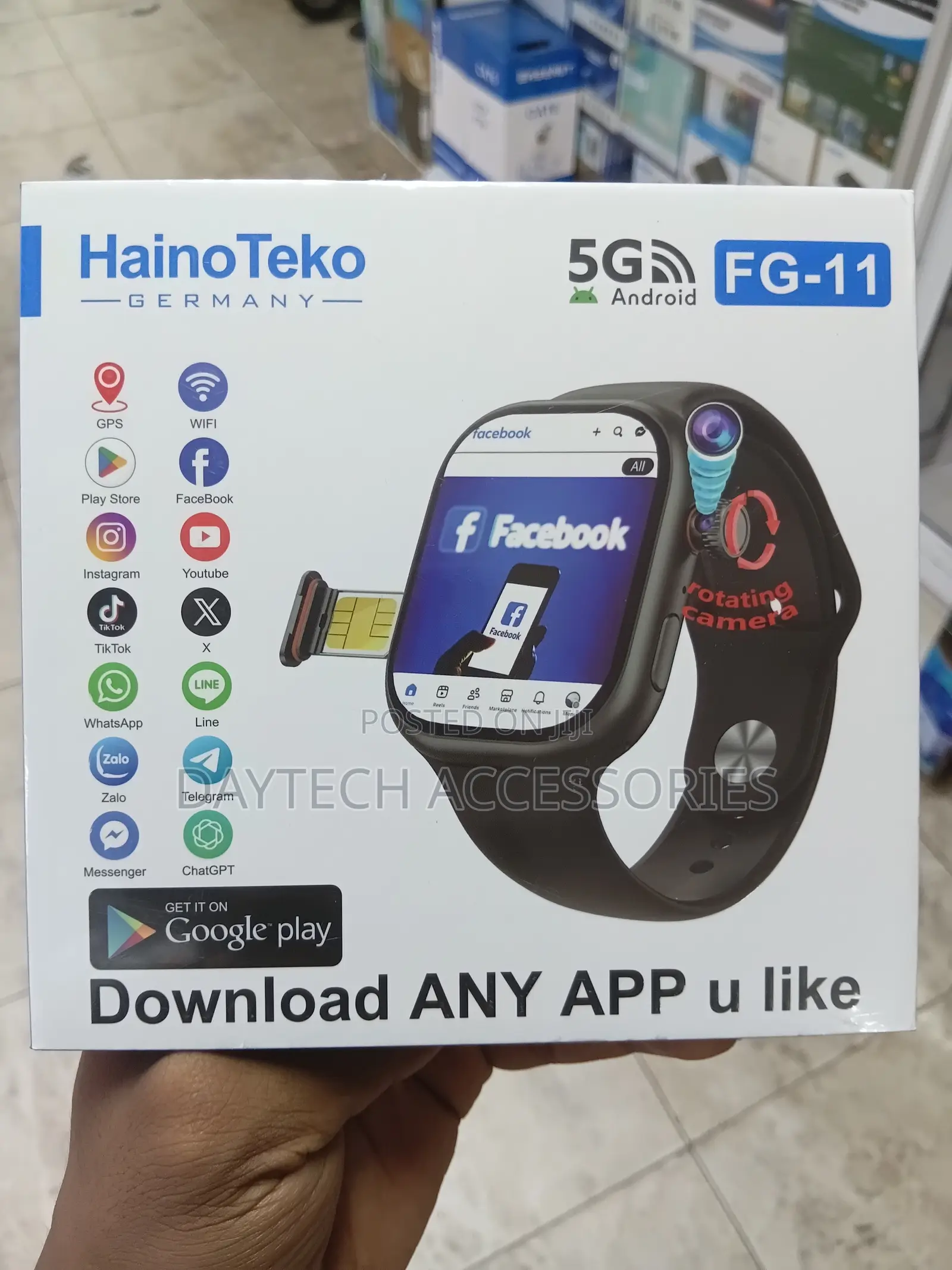 Fg-11 5g Android Smart Watch With Sim Card Slot Rotating Camera