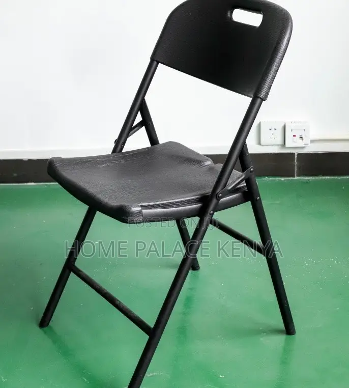 Foldable Chair; Blow Molded Folding Plastic Chair With Metal Frame