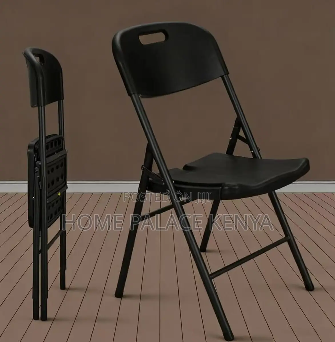 Foldable Chair; Blow Molded Folding Plastic Chair With Metal Frame