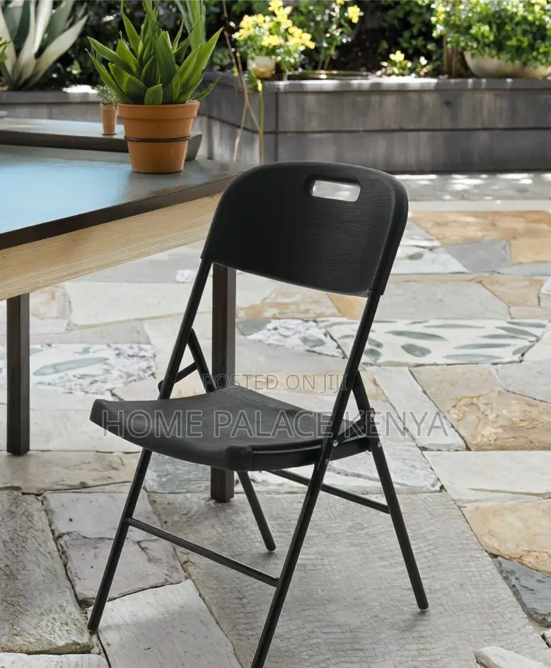 Foldable Chair; Blow Molded Folding Plastic Chair With Metal Frame