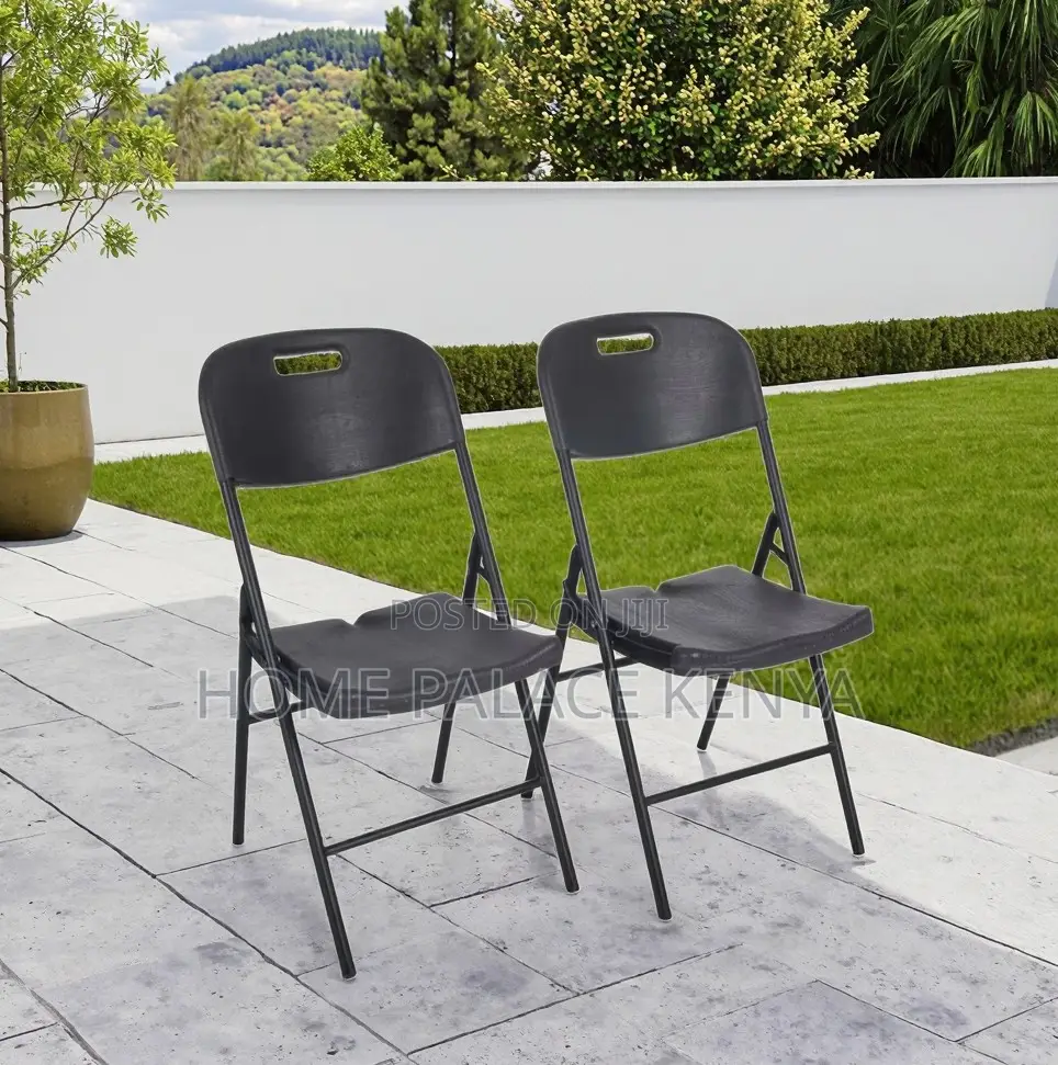 Foldable Chair; Blow Molded Folding Plastic Chair With Metal Frame