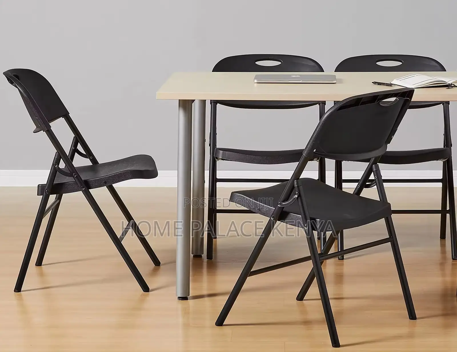Foldable Chair; Blow Molded Folding Plastic Chair With Metal Frame
