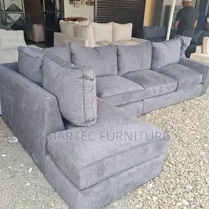 Gray 7 Seater L Shaped Sofa With Long Chaise.