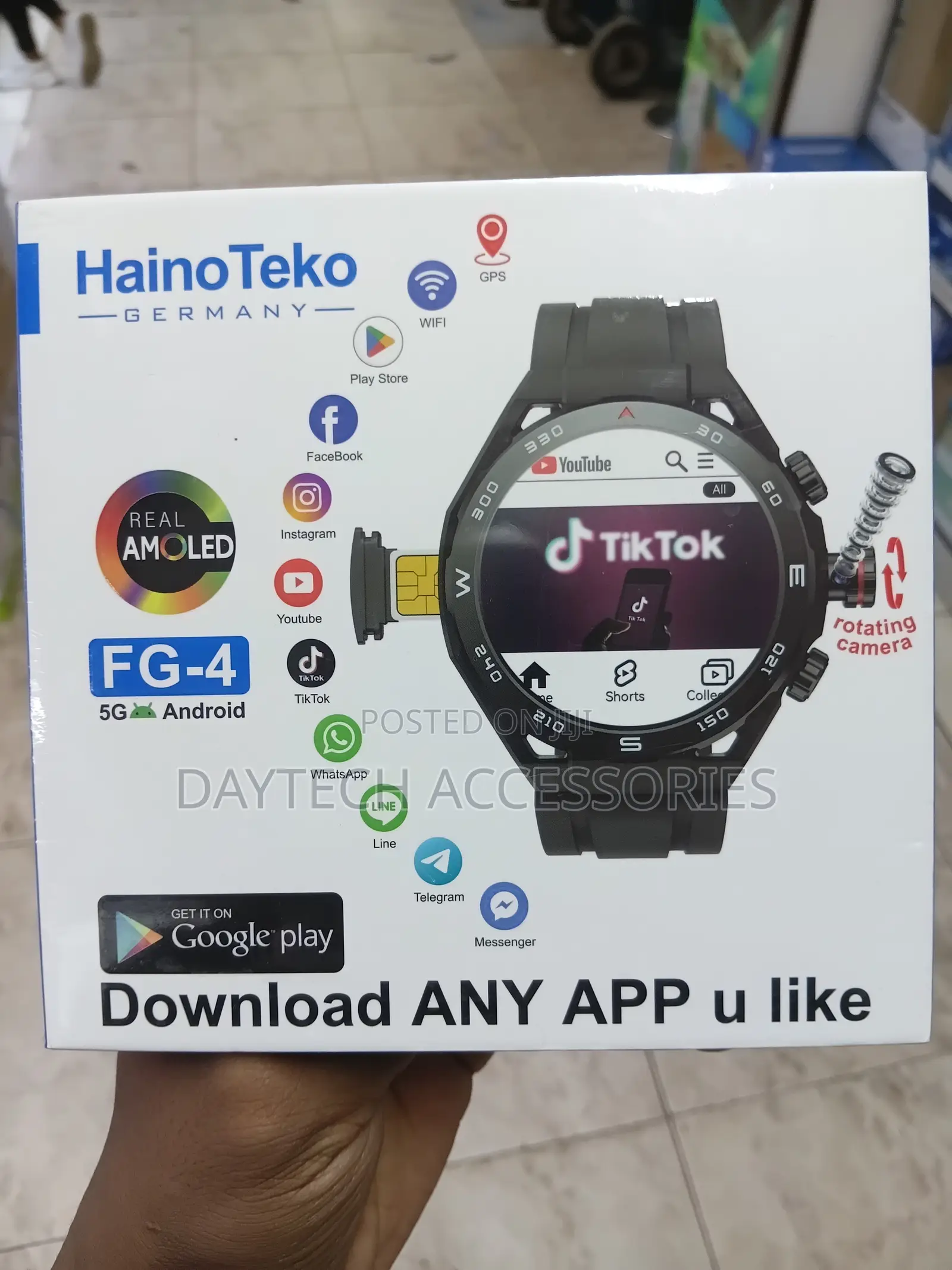 Hainoteko Fg-4 5g Android Smart Watch With Camera and Amoled Display.