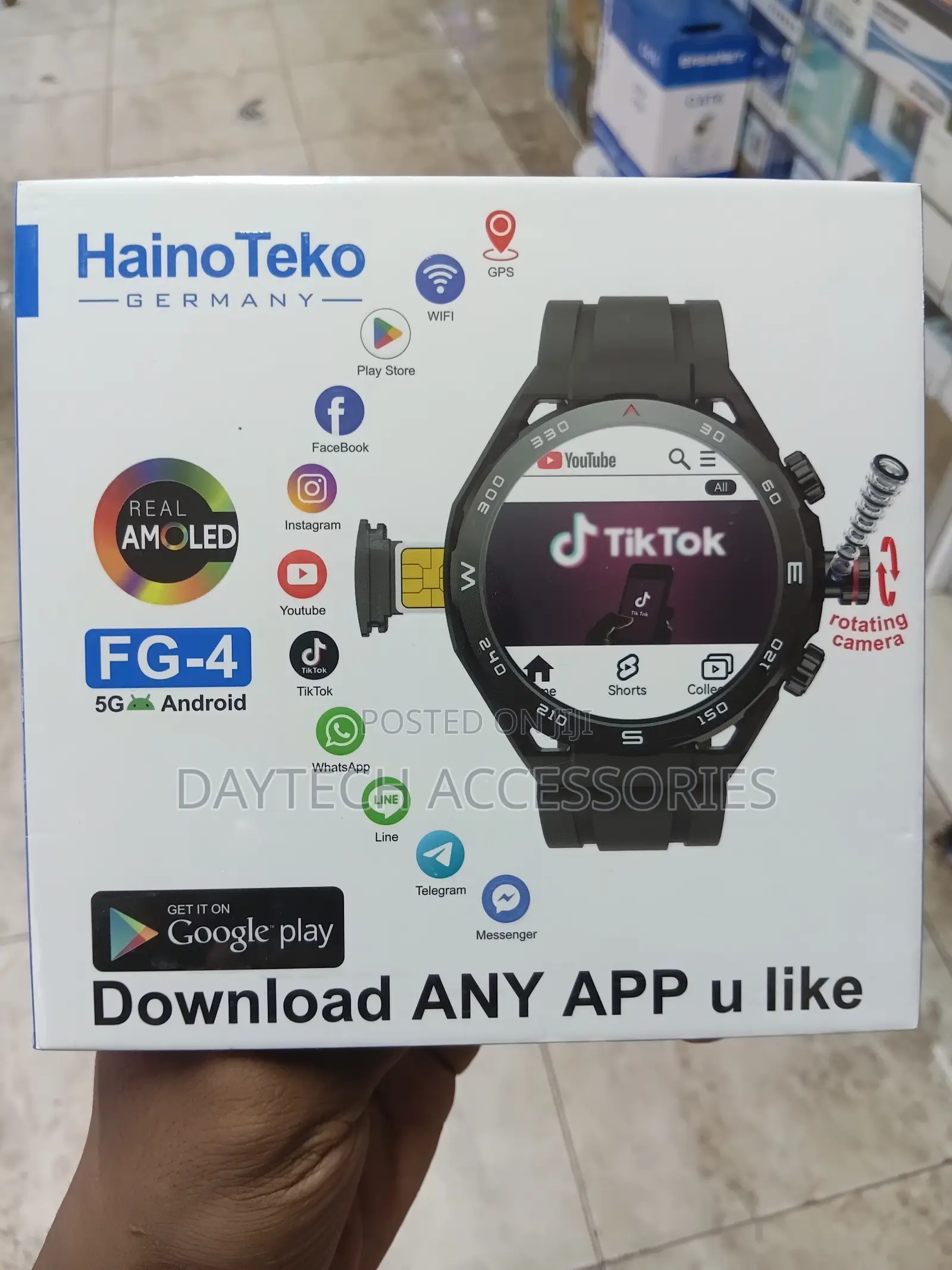 Hainoteko Fg-4 5g Android Smart Watch With Camera and Amoled Display.