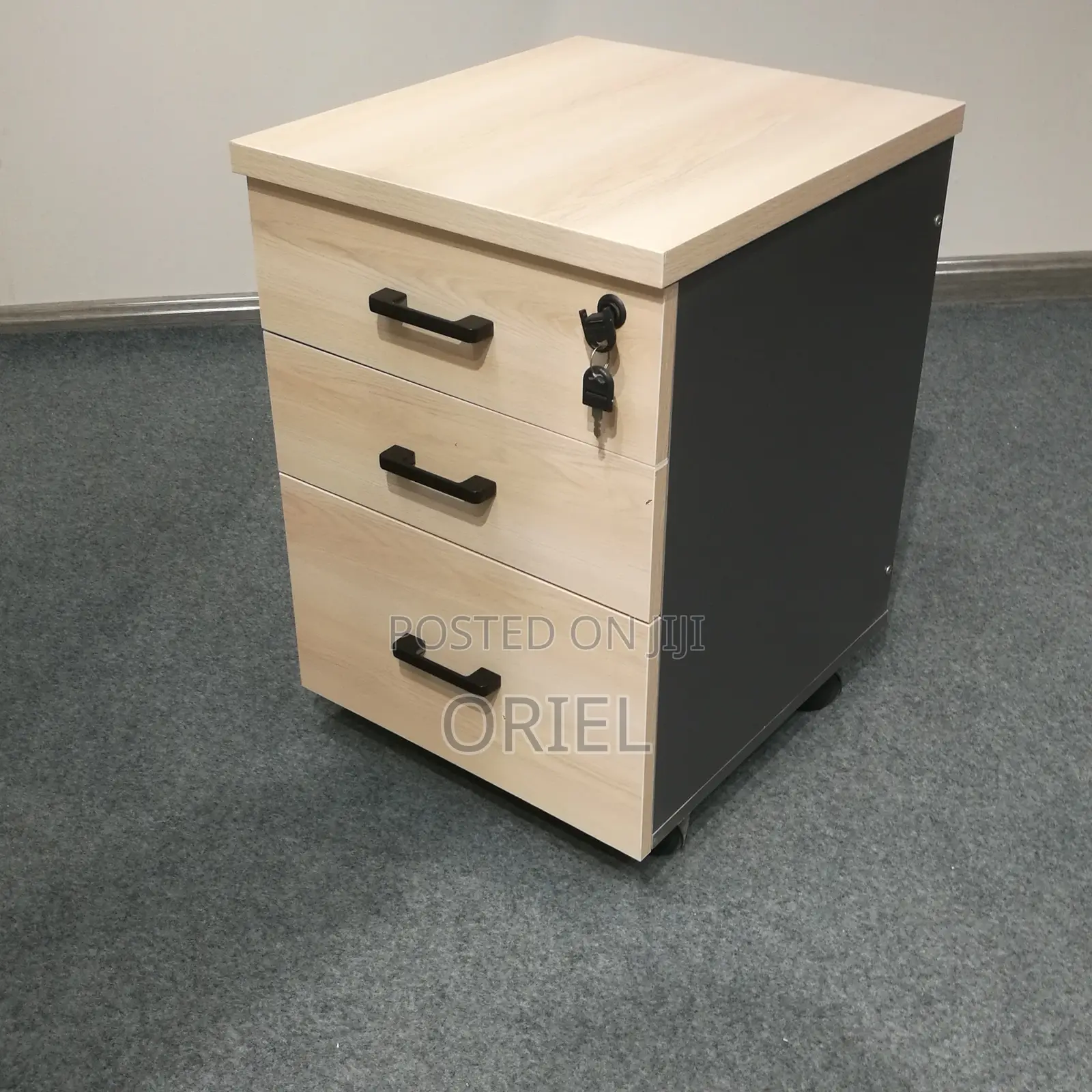 Office Filing Cabinet : 3-Drawer Wooden Office Pedestal Cabinet