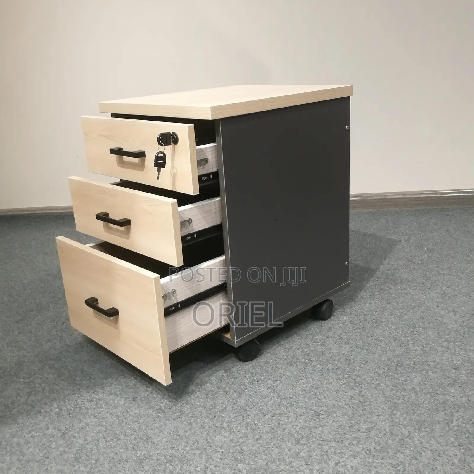 Office Filing Cabinet : 3-Drawer Wooden Office Pedestal Cabinet