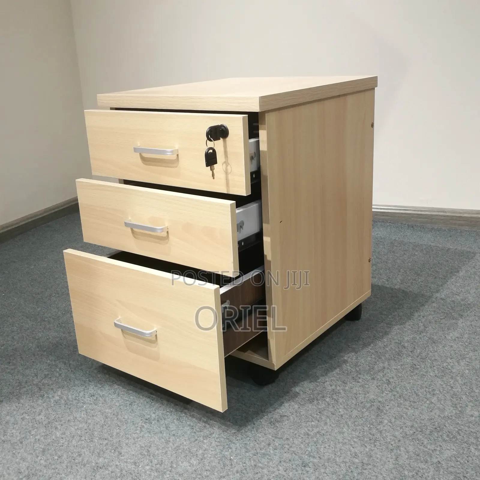 Office Filing Cabinet : 3-Drawer Wooden Office Pedestal Cabinet