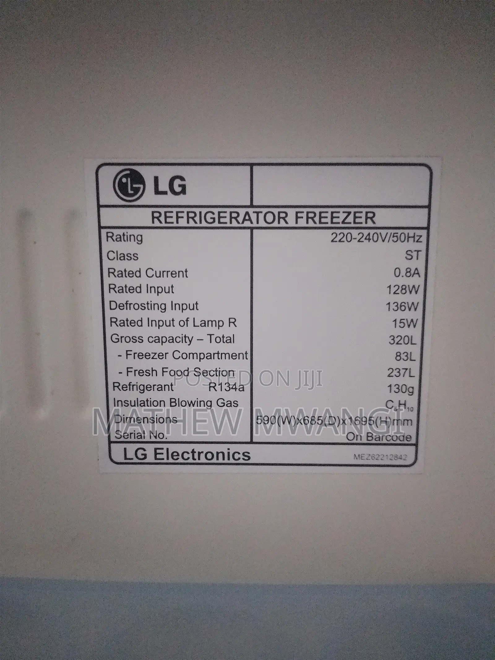 Lg 2-Door Refrigerator 320litres