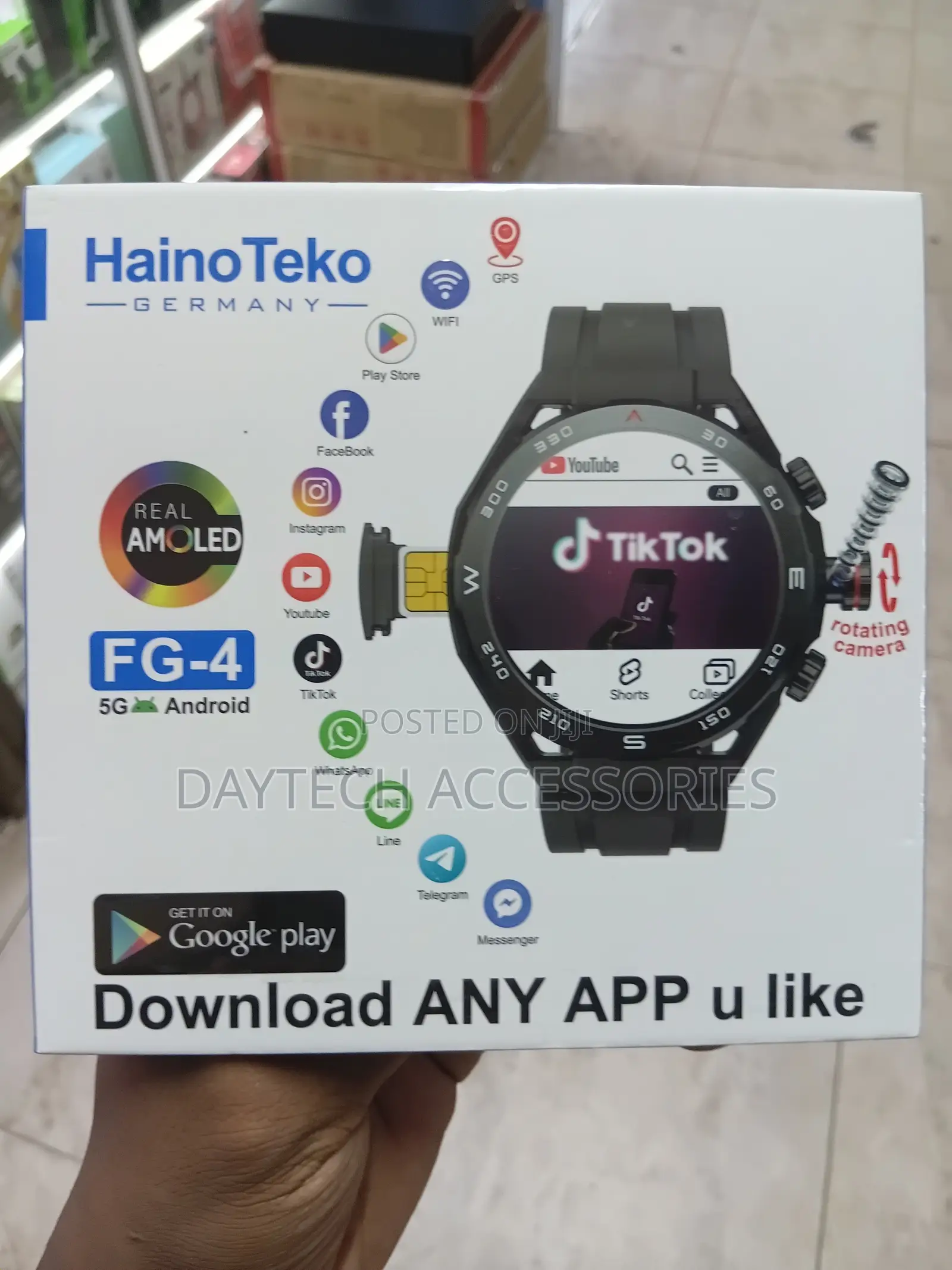 Hainoteko Germany Fg-4 5g Android Smart Watch With Camera - Black