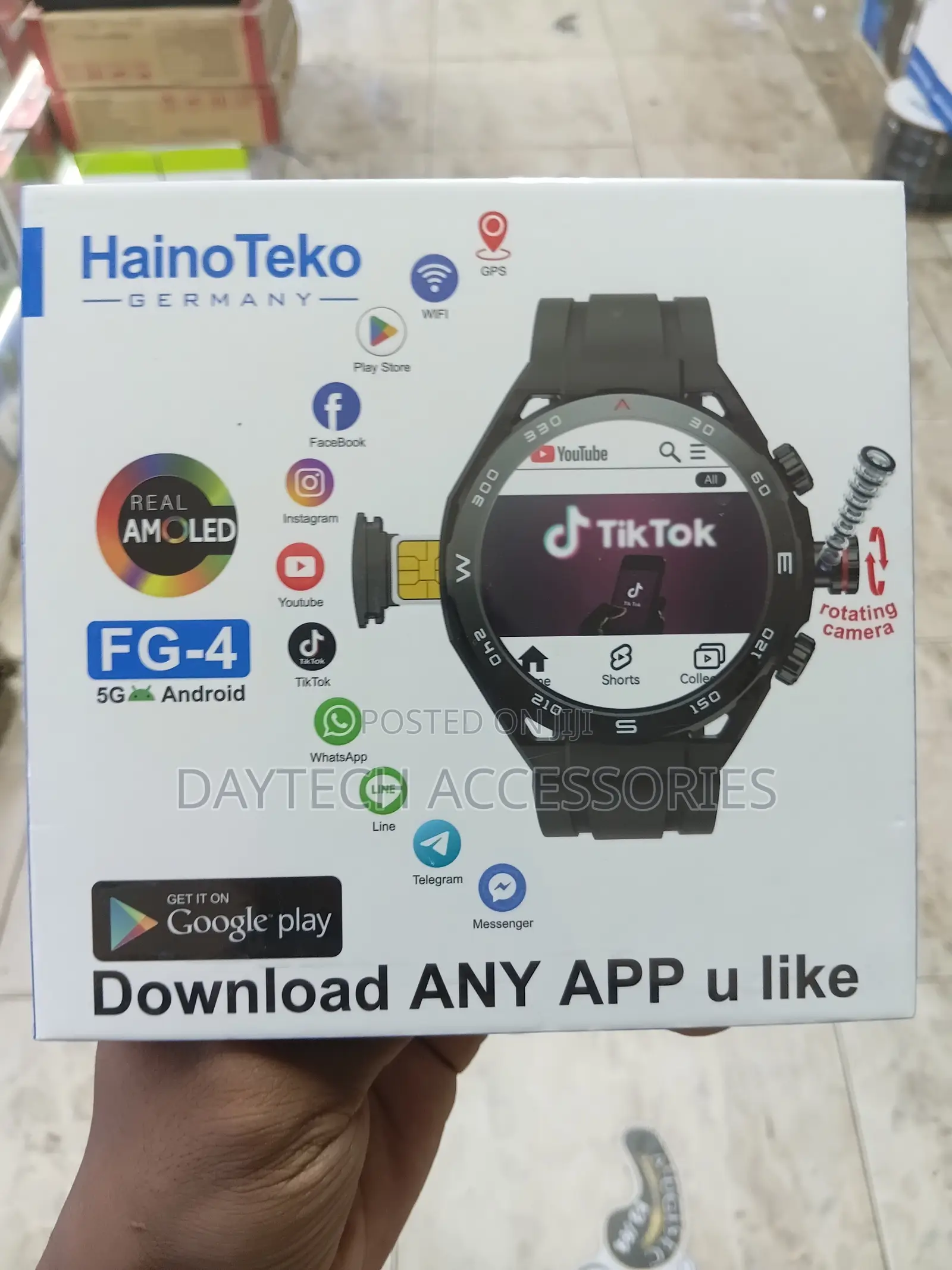 Hainoteko Germany Fg-4 5g Android Smart Watch With Camera - Black