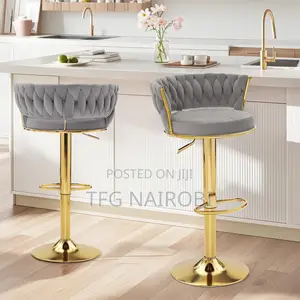Vecelo Store Vc12g Luxury Grey Gold Swivel Bar Stools