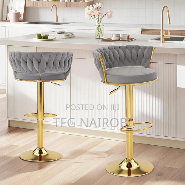Vecelo Store Vc12g Luxury Grey Gold Swivel Bar Stools