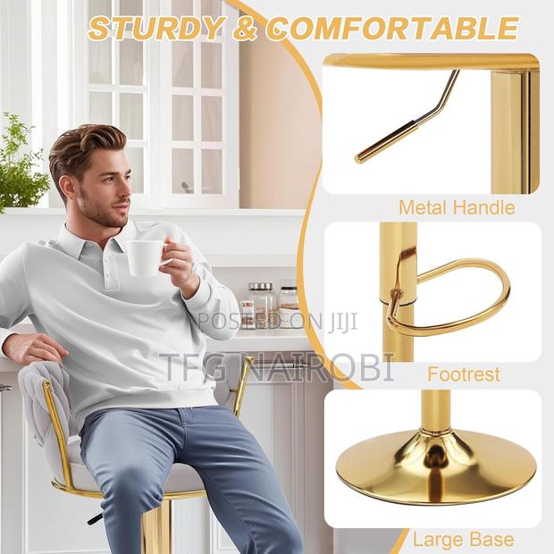 Vecelo Store Vc12g Luxury Grey Gold Swivel Bar Stools - thumbnail 2