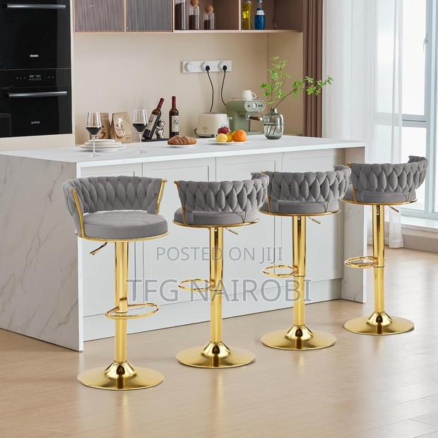 Vecelo Store Vc12g Luxury Grey Gold Swivel Bar Stools - thumbnail 6