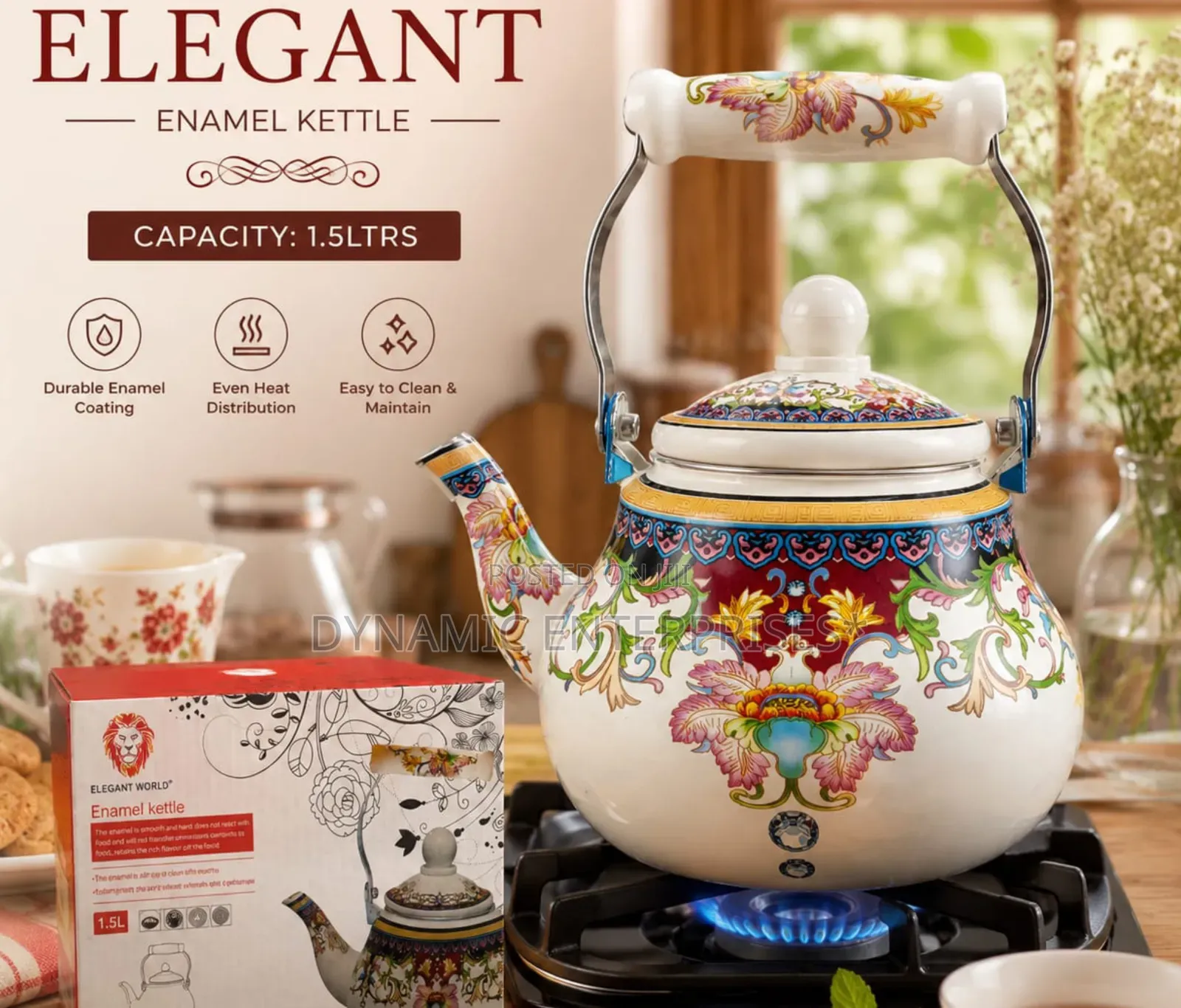 Elegant Enamel Kettle