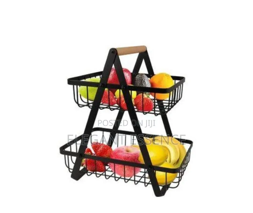 Triangular 2 Layer 2 Tier Metallic Mesh Fruit Basket
