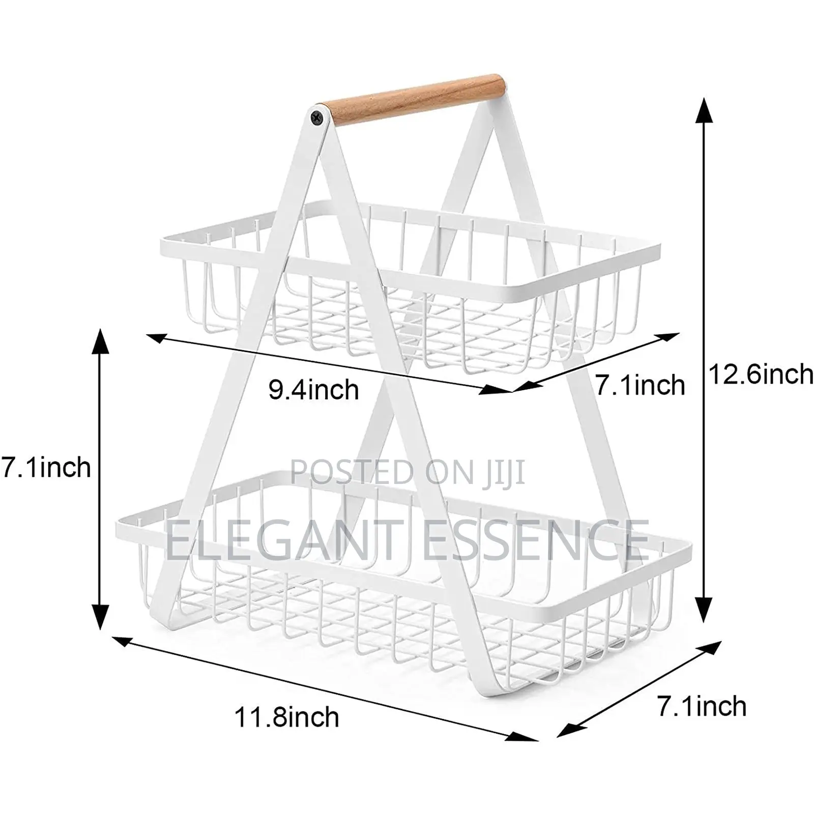 Triangular 2 Layer 2 Tier Metallic Mesh Fruit Basket