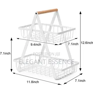 Triangular 2 Layer 2 Tier Metallic Mesh Fruit Basket