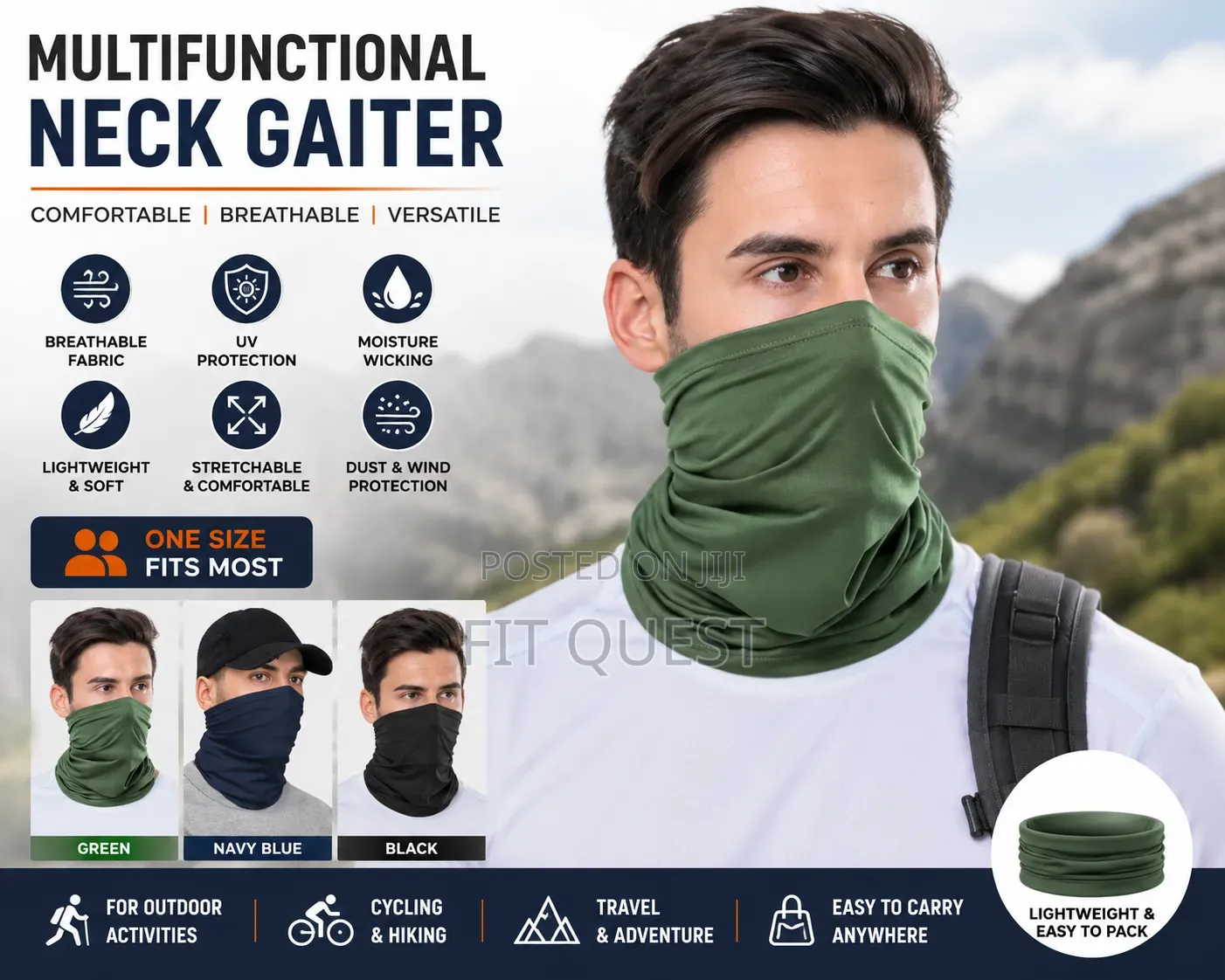 Breathable Multifunctional Neck Gaiter Face Cover for Cycling Hiking
