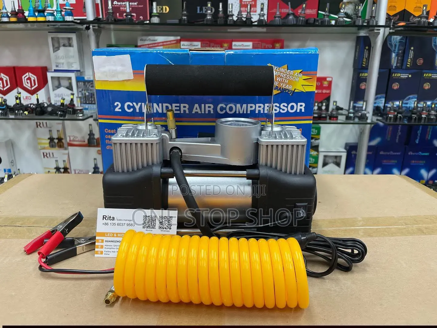 Portable 12v 2_cylinder Air Compressor Uses Battery or Cigar Port Powe