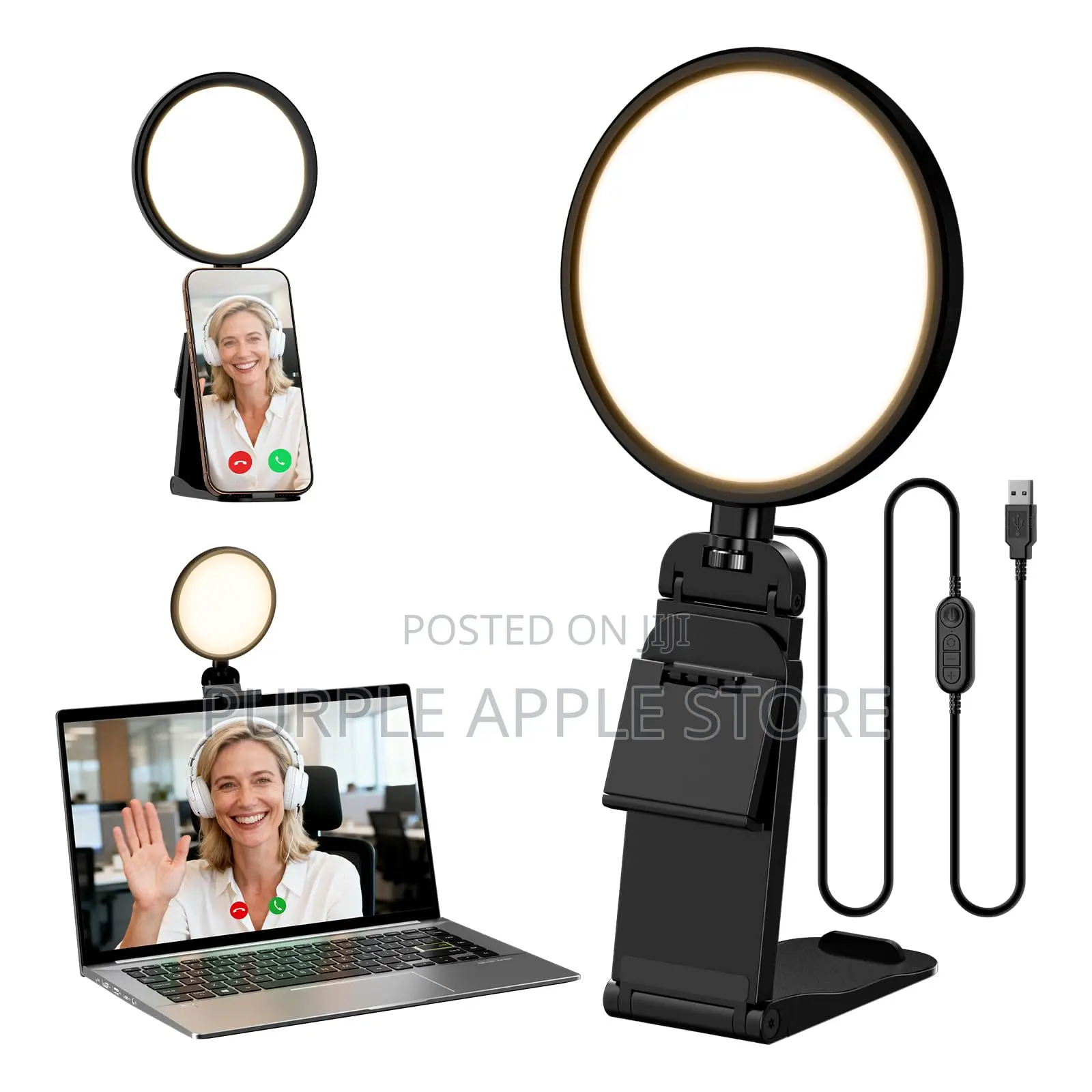 5′′ Ring Light With Multi-Functional Stand for Zoom, Phone Monitor
