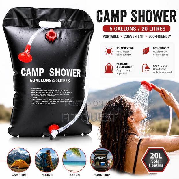 Portable 20l Solar Heating Camping Bath Bag Outdoor Travel Shower Kit