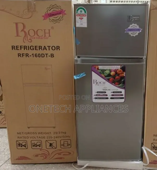 Roch RFR-160dt-B Double Door Fridge 120l - Silver, Silent Operation